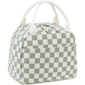 Boîte à déjeuner isolée pour femmes sac à déjeuner en velours côtelé sac à main étanche glacière thermique sac à déjeuner grande capacité (beige pur) - Neuf