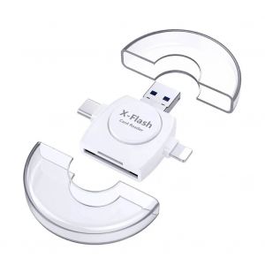 Lecteur de cartes 4 en 1,USB c,éclairage Micro USB,lecteur de cartes universel haute vitesse pour Apple Android,en-têtes d'extension d'ordinateur-- - Neuf