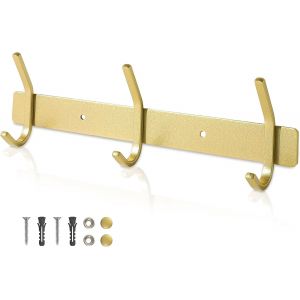 Porte Manteau Mural Dor&eacute; 30 CM pour 30 KG Pat&egrave;res Porte Manteau en Acier Inoxydable 3 Crochets pour Salle de Bain, Cuisine, Couloir, Salon, Jardin, Arbre d'entree, Veste, Parapluie, Moderne - Neuf