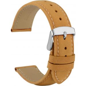 Bracelets De Montre En Cuir Vintage Avec Boucle En Argent Inoxydable, Bande De Remplacement 14mm 16mm 18mm 19mm 20mm 21mm 22mm 23mm 24mm - Neuf