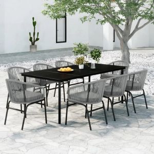Prolenta Premium - Ensemble &Agrave; Manger De Jardin 9 Pcs Gris - Neuf