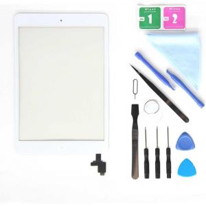 KAL-Blanc Kit De Remplacement D'&Eacute;cran Pour Ipad Mini 1 2 &Eacute;cran Tactile Num&eacute;riseur Panneau Avant Vitre R&eacute;paration De Lentille (Inclus Puce Ic) Avec Outils Et Adh&eacute;sif - Neuf