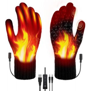 JGD-Gants Chauffants USB pour Hommes Femmes, Gants Chauffants &eacute;lectriques 3 temp&eacute;rature Gant Chauffants Thermiques Double Face Chauffe Mains &agrave; Tricoter Moufles chauffantes pour Int&eacute;rieur Ext&eacute;rieur - Neuf