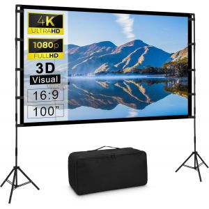 NouvelHorizonstore-Ecran De Projection avec Tr&iquest;&iquest;pied 100 Pouces, sans Plis Ecran Videoprojecteur HD 16:9, &iquest;&iquest;cran Projection Ext&iquest;&iquest;rieur avec Sac De Transport pour Camping, Arri&iquest;&iquest;re-Cour, Cin&iquest;&iquest;ma Maison - Neuf