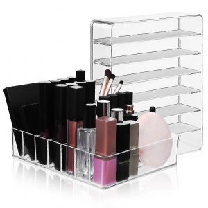 Lot de 2 organiseurs de fards à paupières, étui de rangement de maquillage, vitrine transparente, organisateur de commode - Neuf