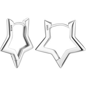 Kal-Petites Boucles D'oreilles Creoles En Argent Sterling 925 Pour Femme Fille 18k Plaqué Or Creoles Hypoallergéniques Boucles D'oreilles Étoile Rectangle Triangle Géométriques Minimalistes - Neuf