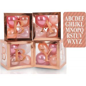 71pcs deco baby shower-comprend 33 ballons, 4 bo&icirc;te, 34 lettres BABY*2+A-Z, d&eacute;cor r&eacute;v&eacute;lant le sexe, toile de fond de f&ecirc;te pour gar&ccedil;ons filles anniversaire, decoration anniversaire - Neuf