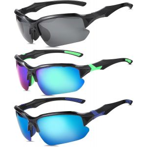 Bnhgo-Lot De 3 Lunettes De Cyclisme Pour Homme, Coupe-Vent, Lunettes De Sport, Lunettes Rapides Pour Homme Et Femme, Activités De Plein Air, Cyclisme, Course À Pied, Pêche - Neuf