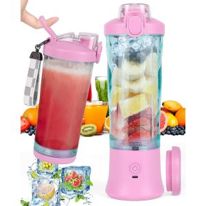 Mixeur Portable Pour Smoothies Et Milk-Shakes - 600 Ml - 6 Lames - 4000 Mah - Peut Presser 25 Tasses De Jus - Pour Le Bureau, Le Camping Et Les Voyages - Violet - Neuf