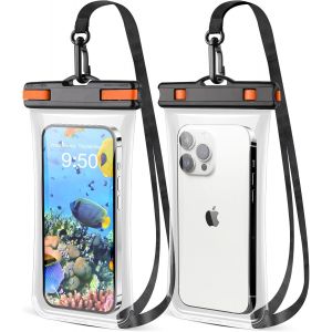Pochette &Eacute;tanche Smartphone [Lot De 2],Sac &Eacute;tanche Ipx8 Pour T&eacute;l&eacute;phone [Cadre 3d Sans Soudure] Coque Waterproof Pour Iphone 15 Pro Max 14 13 Galaxy S24 S23 Ultra,Jusqu'&agrave; 6.9"".[K189] - Neuf