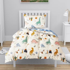 Ulteronixshop-Housse De Couette 140x200 Enfant Motif Dinosaure Parure De Lit Enfant 100% Coton R&eacute;versible Linge De Lit Cartoon Animaux Enfants Gar&ccedil;ons Avec Fermeture &Eacute;clair Avec Taie D'oreiller 65x65 - Neuf
