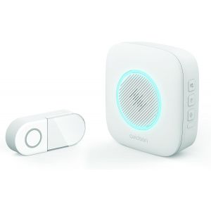 KALANKA-Sonnette Sans Fil Ext&eacute;rieur 200 m, Bouton &Eacute;tanche avec Porte-Nom, Kit &Eacute;volutif jusqu&iquest;&agrave; 8 Carillons, Flash LED & Volume R&eacute;glable, Design Gris en Plastique Recycl&eacute; - Neuf