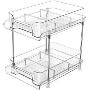 Kal-2 Niveaux Rangement Sous &Eacute;vier, &Eacute;tag&egrave;re De Cuisine,Rangement Placard Cuisine, Organisateur Maquillage Pour Chambre, Salle De Bain, Rangement Coiffeuse, Rangement Parfum - Neuf