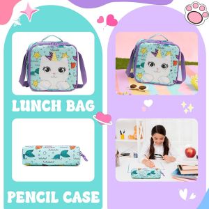 Cartable Fille Primaire Sac Dos Maternelle Avec Sacs À Lunch Et Trousse Pour Cp, Ce1, Ce2 - Neuf