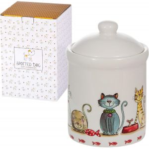Cmws-Boîte De Rangement Cuisine, Céramique Bocal De Conservation Pour Alimentaires Café Thé Sucre Ou Chat Friandises, Cadeau Pour Les Amoureux Des Chats 1000ml - Neuf