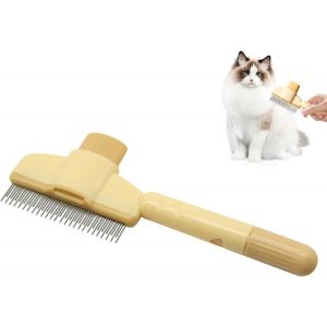 Peigne De Toilettage Pour Chat,Peignes Pour Animaux De Compagnie,Peigne Autonettoyant Pour Chat Pour Les Chats &Agrave; Poils Longs Et &Agrave; Poils Courts (Jaune) - Neuf