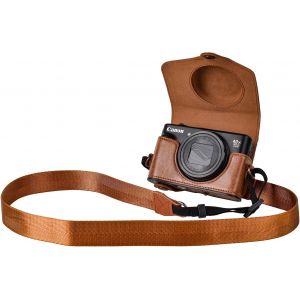 Housse de Protection pour Canon PowerShot SX720 HS SX730 SX740 HS Appareil Photo,&Eacute;tui en Cuir PU PowerShot SX720/SX730/SX740 HS Cam&eacute;ra avec Bandouli&egrave;re Ajustable-Marron - Neuf
