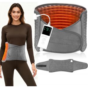Coussin Chauffant Electrique 125x30CM Ceinture Chauffante Lombaire, Ceinture Chauffante Dos avec 9 Niveaux de Chaleur et Arr&ecirc;t Automatique,Ceinture Lombaire Chauffante - Lavable - Gris - Neuf