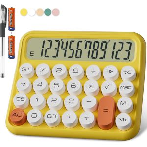 Calculatrice m&eacute;canique 12 Chiffres, &eacute;cran LCD Extra Large de 5 Pouces, Calculatrice de Bureau &agrave; Piles, Gros Boutons faciles &agrave; Presser, &eacute;cran inclinable &agrave; 15&deg; pour Les Enfants. - Neuf