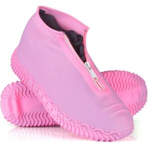 Couvre Chaussures Imperméables(Rose-L), Couvre Chaussures En Silicone Réutilisables Avec Semelle Renforcée Antidérapante Pour Les Jours Pluvieux Et Neigeux Pour Hommes, Femme - Neuf