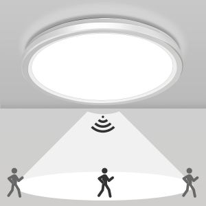KAL-Plafonnier Led Avec Détecteur De Mouvement Radar 18W 5000 K 1800Lm 360 °Luminaire Avec Capteur Radar, Rond Lampe Plafond Pour Balcon, Couloir, Escalier, Cave, 22 Cm (Blanc, 1Pc) - Neuf