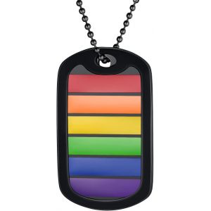 Kal-Collier Lgbt Homme Femme Personnalisable Pendentif Gay Pride Lesbien Arc En Ciel Acier Inoxydable/Or/Noir Avec Chaine Bijoux Pr&eacute;nom Graver Cadeaux Amour Homosexuel Couples (Bo&icirc;te Cadeau) - Neuf