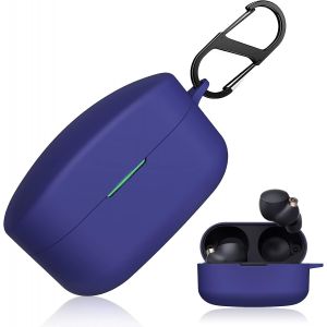 Coque en Silicone Liquide pour Sony WF-1000XM4, Housse Protection Antichoc [Témoin LED Visible] [Supporte la Charge sans Fil] avec Mousqueton, Bleu - Neuf