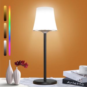 Rechargeable RGB+3CCT Dimmable Table Lamp, Wireless Lamp, 4000mAh Battery, Touch Bedside Lamp, IP54 Waterproof IP54, LED Table Lamp for Room - Neuf