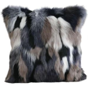 CAUC-Lot de 2 housses de coussin, en fourrure synth&eacute;tique, d&eacute;coratives, moelleuses, douces, pour canap&eacute;, gris, 45 x 45 cm - Neuf