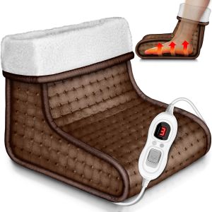 Chauffe-pieds avec 6 niveaux de temp&eacute;rature & minuterie | Chauffage des pieds &eacute;lectrique | Protection contre la surchauffe & Arr&ecirc;t automatique (Marron) - Neuf
