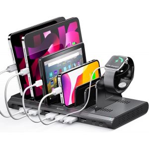 120W Station De Charge Usb C Multi-Appareils Avec Qc 3.0 Charge Rapide,10 Ports Usb Multi Station De Chargement Avec Pd 45W& Usb C 15W Pour Tablette,Kindle,Iphone - Neuf