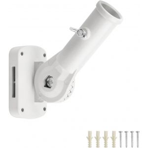 MEVRONISSHOP-Porte Drapeau Exterieur, Support Drapeau en Aluminium, Support Mural pour M&acirc;t de Drapeaus, Rotatif &agrave; 180&deg;, Diam&egrave;tre Int&eacute;rieur de 29,8 mm, pour D&eacute;coration de Drapeau, Jardin, Balcon (Blan - Neuf