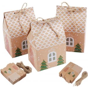 50 Pièces Boîtes Cadeau de Fête de Noël,Sacs Cadeaux de Noël en Papier Kraft, Bonbonnières Cadeaux de Mariage Boîtes, pour Emballage Cadeau, Bonbons, Chocolats, Biscuits, Aliments - Neuf