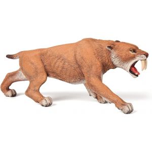 Sansh-- Figurine Smilodon - Jouet Enfant 3 Ans Et Plus - 15,8 X 4,6 X 6,2 Cm - Tigre À Dents De Sabre Réaliste - Peint À La Main - Collection Préhistoire - 55022 - Neuf