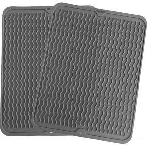 Tianyi-2 Pcs Tapis Egouttoir Vaisselle Silicone 40 × 30 Cm Egoutoire Vaisselle Cuisine Tapis Vaisselle Tapis Evier Cuisine Pliable Résistant À La Chaleur Gouttoir À Vaisselle - Neuf