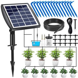 Kits D'arrosage Automatiques Goutte à Goutte énergie Solaire,Système d'irrigation Jardin,Système Arrosage Automatique Solaire pour Jardin avec 15M Tuyau pour Jardin Extérieur et Balcon Plantes en Pot - Neuf