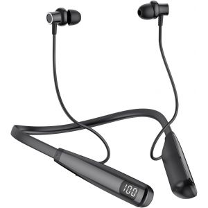 Écouteurs intra-auriculaires Bluetooth 5.4 avec micro sans fil,IPX4,écouteurs de sport sans fil pour la course à pied,écouteurs magnétiques légers avec 80 heures de lecture,noir - Neuf