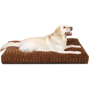 Panier Pour Chien Xl, 105x70cm, Coussin Chien Grande Taille Lavable En Machine, Velours Rose Avec Fond Antidérapant, Tapis Matelas Lit Anti-Stress, Marron - Neuf