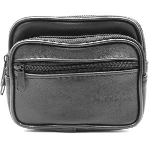 TRAHOO-- Grand Portefeuille - Portefeuille Homme - Porte Monnaie - avec Passant Ceinture - Cuir - Rangement compl&egrave;t (3 Zips, Noir) - Neuf