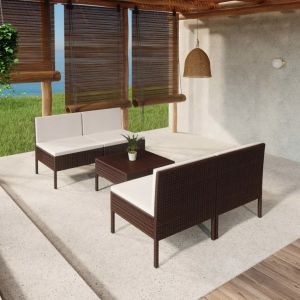 Prolenta Premium - Salon De Jardin 5 Pcs Avec Coussins R&eacute;sine Tress&eacute;e Marron - Neuf