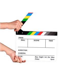 Clap de cin&eacute;ma, ardoise pour sc&egrave;nes d'action, clap de r&eacute;alisateur, acrylique, 30 x 24 cm - Neuf