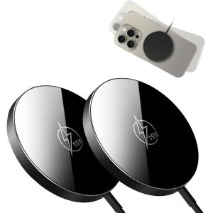 KALANKA-2 Pack Chargeur sans Fil Magn&eacute;tique, 15W Chargeur Induction iPhones, Magn&eacute;tique Chargeur sans Fil, Rapide Chargeur Mag-Safe pour iPhones 17/16/15/14/13/12 et AirPods 4/3/2/Pro (Noir) - Neuf