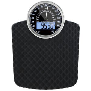 Pèse-Personne Hybride - 2-En-1 Digital Et Analogique - Jusqu'à 180 Kg - Verre Trempé Épais - Grand Écran - Lecture Facile - Nouveau - Diamant Noir - Neuf