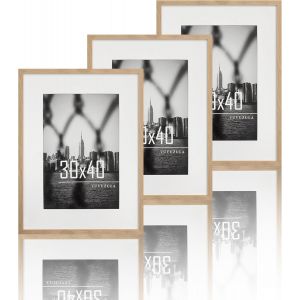 Fchhk-Lot De 3 Cadres Photo, 30 X 40 Cm, En Bois, Naturels, Avec Passe-Partout, En Chêne - Neuf