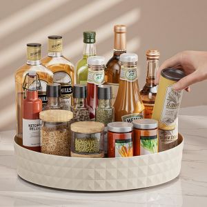 Jexnovashop-Pices Rond Plateau De Rangement, Plateau Tournant Frigo Cuisine Rotatif 360&deg;, Porte-&Eacute;pices, Lazy Susan Rangement Organisation Placard Pour Epices Snack Bouteille, Cosm&eacute;tique (Blanc) - Neuf