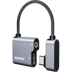 THEF-Adaptateur de Prise de Casque à 3,5mm, avec Charge Rapide 60W, USB C Jack avec DAC, Type C vers Écouteurs Audio Compatible avec iPhone 16/15 Pro/Max, Galaxy S23, Huawei P50, MacBook, iPad Pro - Neuf