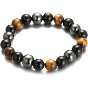 Eryi-¿ Puissance ¿ Bracelet Hématite Magnétique Pour Homme 8 Mm Obsidienne Oeil De Tigre Bracelet Extensible Perles Pierres Longueur 20cm Avec Coffret Cadeau Gratuit - Neuf