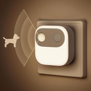 Veilleuse Prise Electrique, 2 Pack Veilleuses Led Avec Capteur Cr&eacute;pusculaire Et D&eacute;tecteur De Mouvement, 3 Niveaux Dimmable 3000k Blanc Chaud, Veilleuse Enfant Pour Chambre, Couloir, Escalier - Neuf