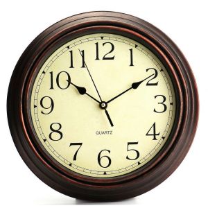 12 Pouces Silencieux Quartz Horloge Murale R&eacute;tro Non-Coutil De L'Horloge Classique Avec Vintage, Les Chiffres Arabes Pour Le Home Office De Cuisine - Neuf