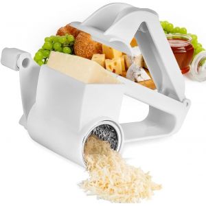 Kalanka-Râpe À Fromage Rotative Avec Lames En Acier Inoxydable Et Manivelle ¿ Tambour Amovible Pour Parmesan, Noix, Chocolat, Ail | Passe Au Lave-Vaisselle, 14 X 7 X 6 Cm, Ustensile De Cuisine Multif - Neuf